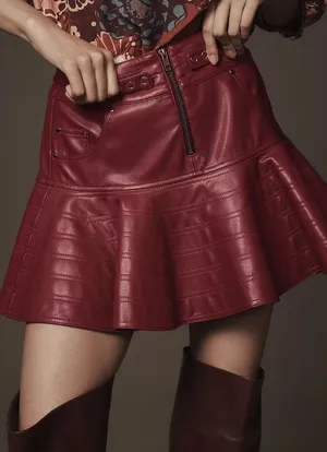 Pilcro Fit-and-Flare Faux-Leather Mini Skirt thumbnail 1