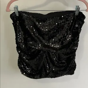 khy Black Sequined Strapless Top Size XL thumbnail 3