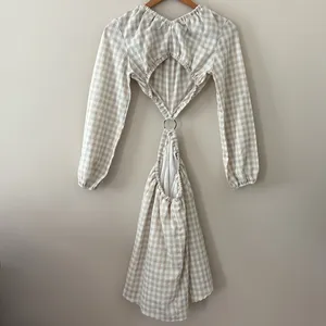 Petal & Pup‎ Beige Cut Out Gingham Dress 100% Cotton Mini Puff Sleeves Size 4 thumbnail 8
