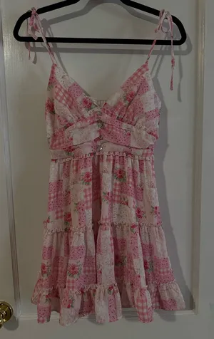 Altar’d State pink patchwork dress thumbnail 1