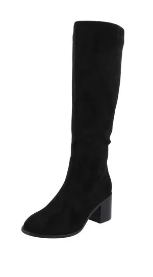 NWT Journee Collection Block Heel Knee High Boots with Side Zip Black Suede 7M thumbnail 1