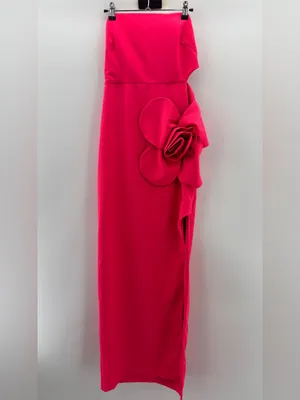 Jewel Badgley Mischka Strapless 3D Floral Maxi in Coral UK12/US8 thumbnail 6