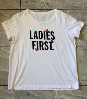 Kate Spade Ladies First Ladybug Graphic Tee White Cotton T-Shirt Womens Large thumbnail 1