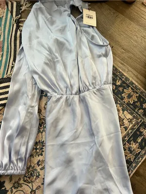 NWT hello molly meet tonight Light Blue Satin One-Shoulder Dress thumbnail 2