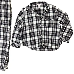 Victorias Secret Plaid Pajama Set Button Down Top Pants Womens Size‎ S thumbnail 2