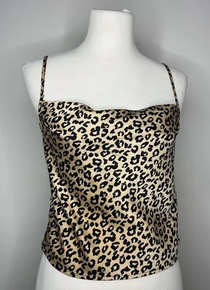 5/$25💜 Forever 21- Leopard Print Satin Cami Cowl Neck thumbnail 1