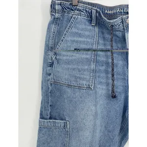 American‎ Eagle Womens Cargo Pocket Super High Rise Jogger Jeans Blue Sz 16 Bin9 thumbnail 5