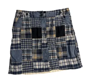 Ann‎ Taylor Loft Skirt Patchwork Plaid Blue Preppy Mini 8 thumbnail 1