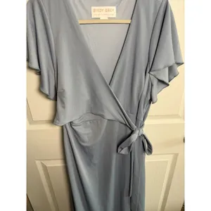 NWT Birdy Grey Dress Dusty Blue 1X Bridesmaid Formal Wedding Yolanda Crepe thumbnail 6