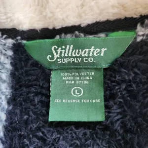 Stillwater Supply Black Cream Buffalo Check Fleece Pullover Size Large thumbnail 6