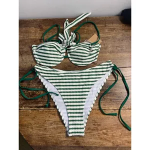 Samiol Green Striped Underwire Bikini Set NWT size large‎ thumbnail 3