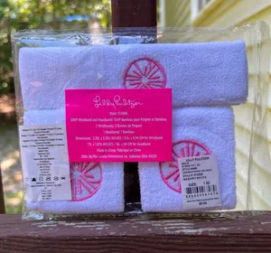 Lilly Pulitzer White/Pink Casual Activewear Set Wristbands:2 Headband:1|1 Size thumbnail 1