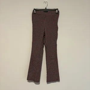 Urban Outfitters Plaid Stretch Crop Kick Flare Pants‎ red black Sz 0 thumbnail 2