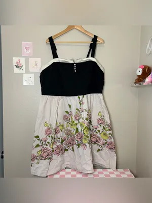 Disney princess dress floral vintage look casual fancy elegant 3X plus size blac thumbnail 4