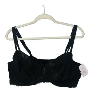 Auden Black Lace‎ Unlined Comfort Wire Balconette Bra, 44D thumbnail 2