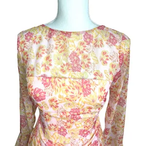 Selfie Leslie Adalia floral bell sleeve mini Dress Pink wedding feminine size S thumbnail 3