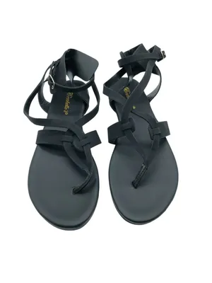 Breckelles Womens Sandals Strappy Ankle Strap Faux Leather Buckle Black 8.5 thumbnail 2