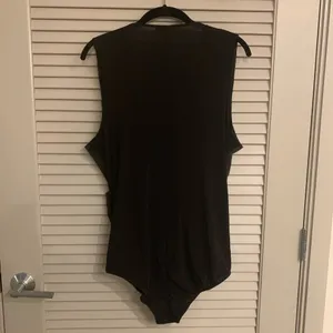 🍁 Bradamant Black Silk Wrap Sleeveless Bodysuit, Size XL thumbnail 7