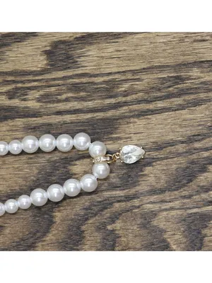 NWT Daisy Fuentes Charm Necklace Bracelet Set Pearl White / Gold 18" + 4" thumbnail 3