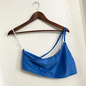 Aerie Womens Swim Bikini Top Bandeau Blue One Shoulder Strap Size XXL thumbnail 1