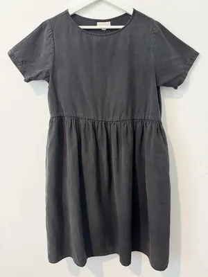 Tradlands Nico Dress Size Small Black Linen Blend Pocket Coastal Grandma Cottage thumbnail 4