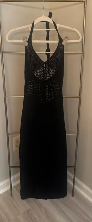 Black Crochet Halter Cover up thumbnail 1