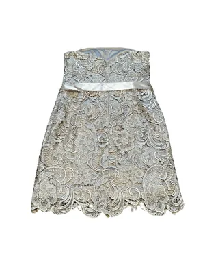 Adrianna Papell Evening Lace Strapless Cocktail Dress Satin Bow Party Event 6 thumbnail 10