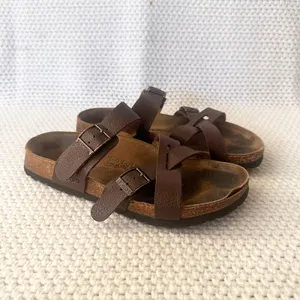 Birkenstock Birki's Brown Leather Nepal Strappy Slide On Sandals 38 Women 7 thumbnail 2
