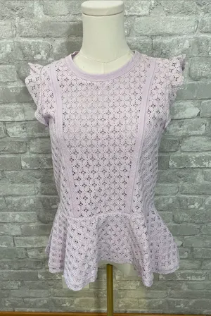 Banana Republic Lavender Lace Peplum Top thumbnail 1
