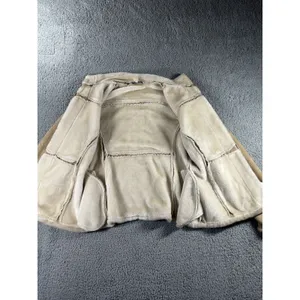 Faux‎ Suede Shearling Jacket Women Tan Faux Fur Trim Zip Up Coat thumbnail 13