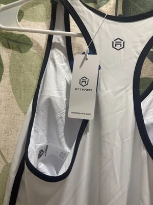 Women's White Tennis Dress with Black Trim thumbnail 5