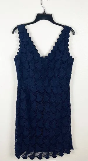 LILLY PULITZER Reeve Sailboat Navy Crochet V-Neck Sleeveless Dress 4 Nautical thumbnail 1