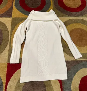 Pink Rose White Cable Knit Sweater Dress Cowl Neck y2k Style Junior’s Medium thumbnail 1