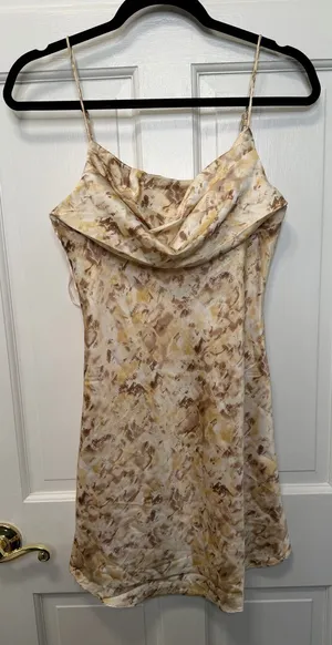 Hello Molly Satin Cowl Neck Mini Dress Abstract Print NWT Size Medium US 6 AU 10 thumbnail 1