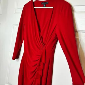 American Living Red 3/4 Sleeve‎ Ruched Sheath Dress Career Cocktail Party thumbnail 6