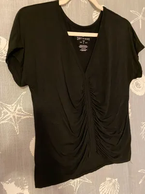 American Eagle Outfitters Soft & Sexy Black V Neck Tee thumbnail 3