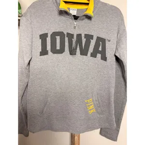 PINK Victoria's Secret Iowa Hawkeyes Quarter Zip Pullover Gray Yellow Medium thumbnail 3