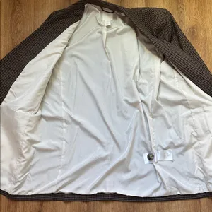 H&M Brown, Black, Tan,‎ Gray Houndstooth Oversized Blazr thumbnail 6