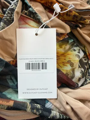 Multi-colored floral and leaf print maxi dress with cut-out back #floraldress #cutoutmaxi #club #festival #outcast thumbnail 6