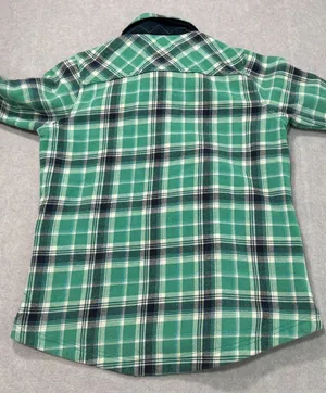 Orvis Flannel Fleece Lined Shirt Jacket Size Small Green Plaid thumbnail 5