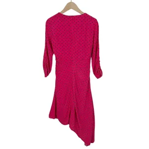 🔥 NWOT Zara Asymmetrical Hem Bright Pink Polka Dot Dress Size XS thumbnail 3