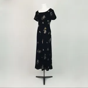 Vintage Ann Taylor Botanical Dress in Black | Size 6 thumbnail 5