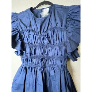 MISA Women's Radha Navy Ruffle Smocked Dress Size XS NWT $360 retail thumbnail 6