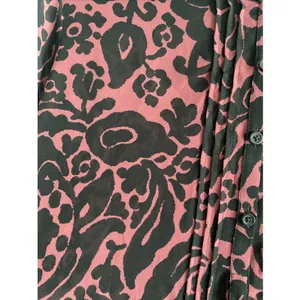 Loft Damask Floral Pintuck Blouse Womens Size M Burgundy Black Sheer Polyester‎ thumbnail 3