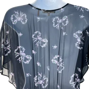 Love Shack Fancy‎ Kover Bow Print Tiered Navy Blue Viscose Maxi Dress Size 8 thumbnail 16