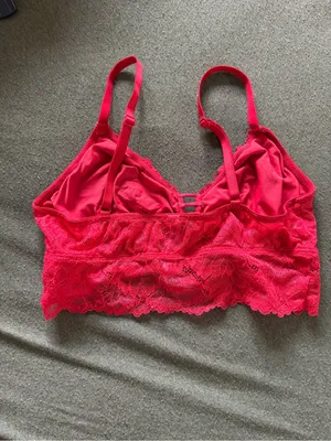 Auden Lace Bralette in Hot Pink with Strappy Center thumbnail 2