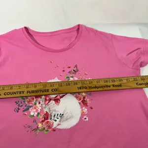 Azalea Sitting‎ Kitty Women Printed Tee Short Sleeve Causal Cotton Pink L thumbnail 5