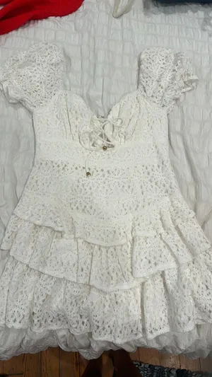 Olivaceous NWT White Lace Ruffle Mini Dress/ Romper thumbnail 1