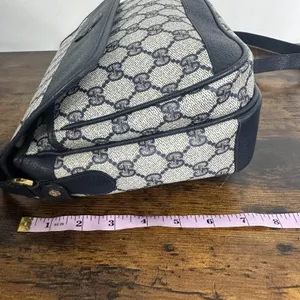 Gucci GG Monogram Vintage Crossbody Bag Medium Beige Blue Canvas Italy thumbnail 14