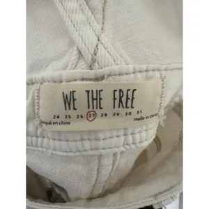 Free People "We The Free" denim shortalls cream color overalls Size 27 thumbnail 3